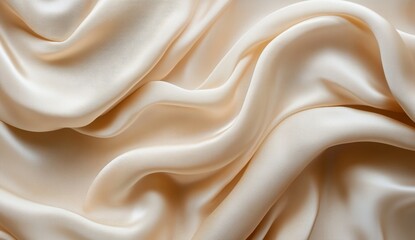 Obraz premium Cream satin fabric drapes, smooth texture, elegant background