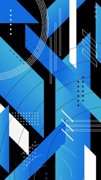 スタイリッシュな青系のシェイプの幾何学的なモーショングラフィックスの縦型動画、ビジネス、かっこいい 
Geometric motion graphics vertical video with stylish blue shapes, business, cool