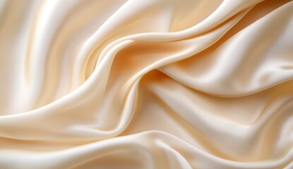 Fototapeta premium Cream satin fabric drapes, studio shot, luxury textile texture