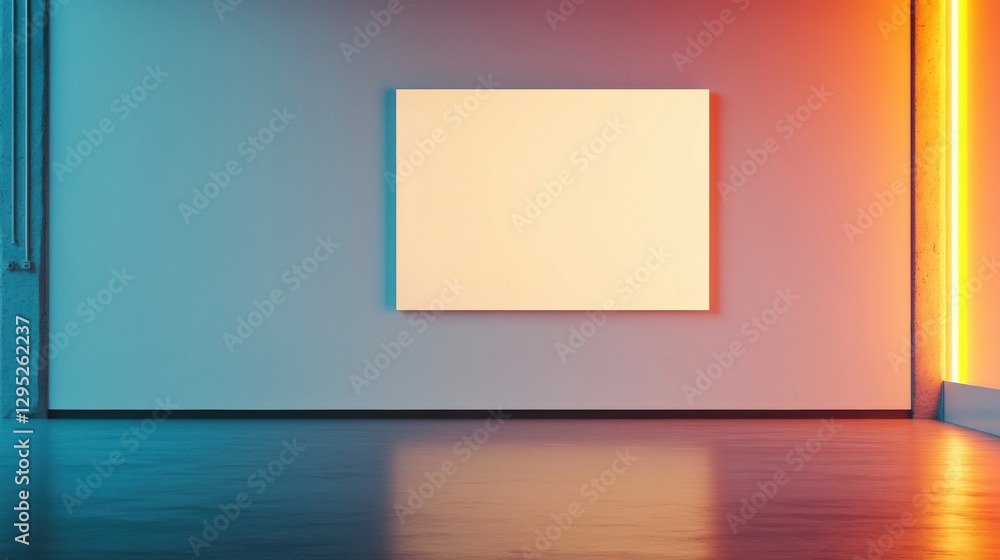 Poster neon minimalist digital display wall sleek glass surface for modern office branding - enhancing corp