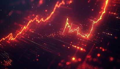Fototapeta premium Abstract Glowing Red Stock Market Graph on Dark Background
