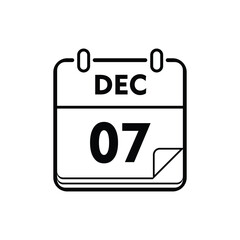 calender icon, 07 december icon with white background