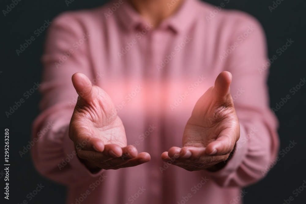 Poster futuristic minimalism in holographic interaction hands engaging digital elements, contemporary works