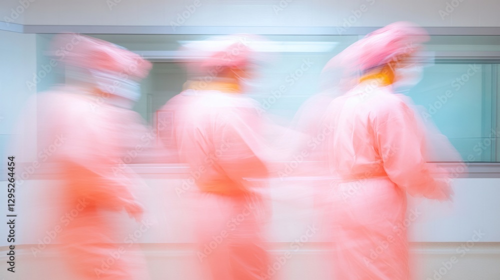 Poster dynamic healthcare movement motion blur capturing medical staff in modern hospital - innovative heal