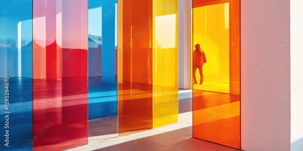 Aufkleber colorful gradient panels modern laboratory workflow design in glass and light - streamlined architec