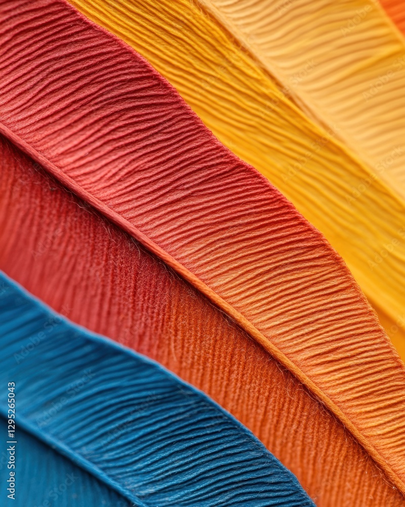 Aufkleber Vibrant Textured Fabric Display Colorful Crepe Paper Layers for Dynamic Visual Merchandising and Creative Textile Content in Fashion and Interior Design Industries