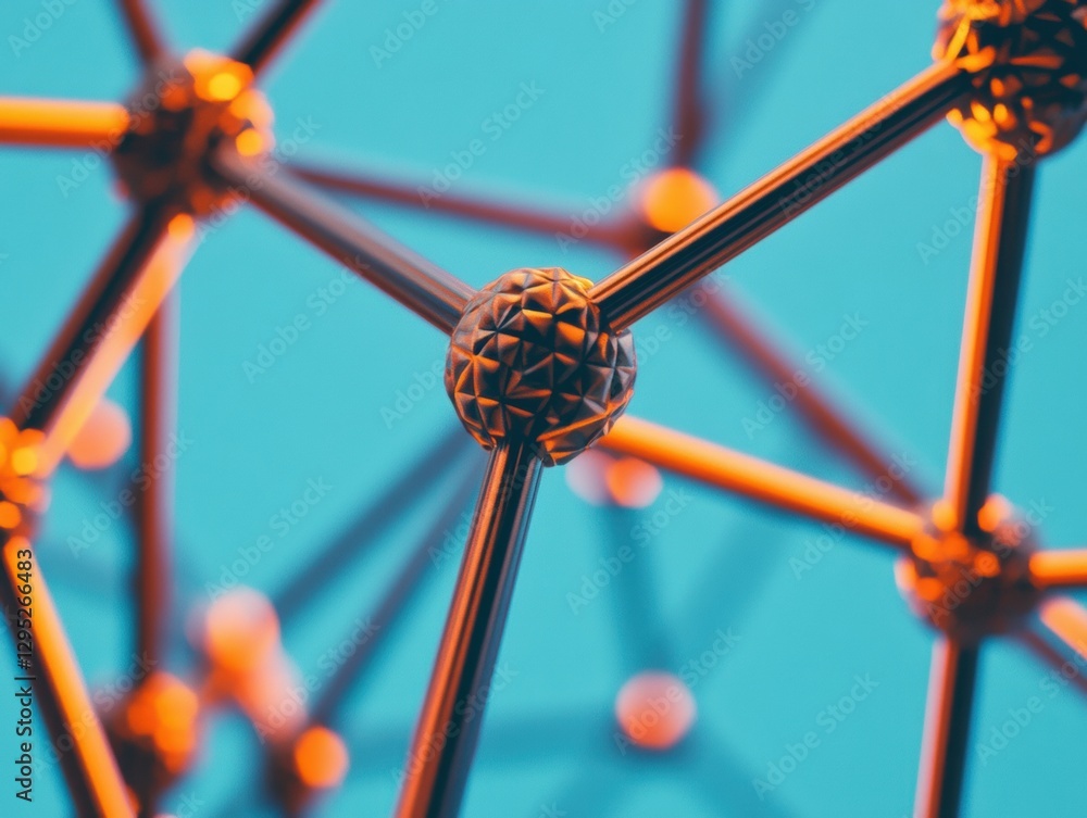 Aufkleber Futuristic Tech Visual Digital Network Architecture with Metallic Chain Links and Security Nodes - Innovative Blockchain Display for Finance and Cybersecurity Marketing