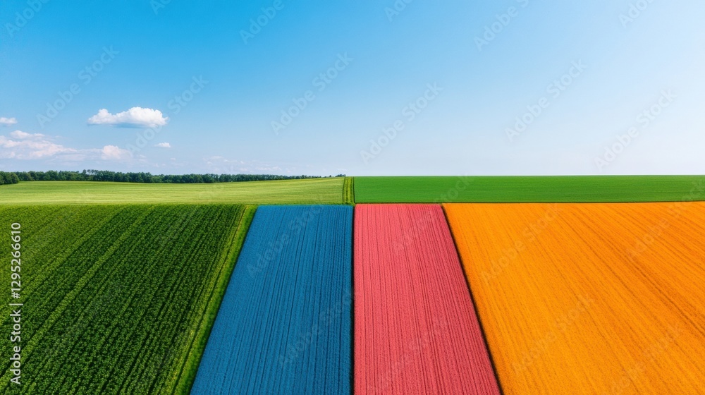 Poster aerial geometric agriscape vibrant colorblock crop patterns for sustainable farming visuals - dynami
