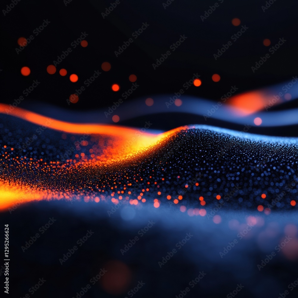 Fototapete AI-Powered Abstract Digital Landscape Glowing Particle Waves in Ethereal Space - Cutting-Edge Visual Content for Tech and Digital Marketing Solutions