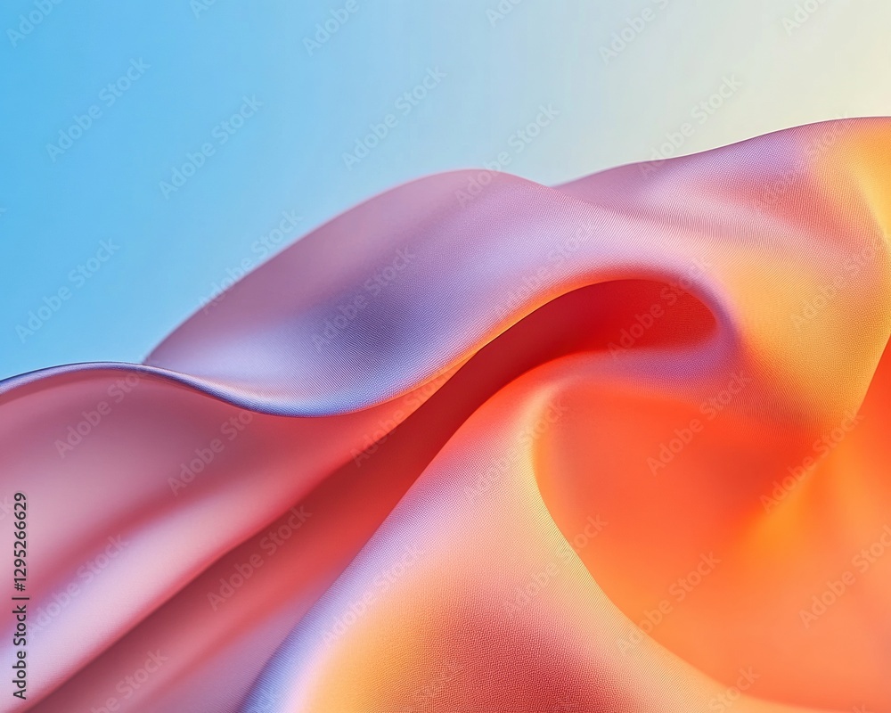 Poster Gradient Fabric Flow Silky Wave Form Textures in Minimalist Vibrant Hues - Dynamic Visual Content for Textile Design and Innovative Fashion Marketing