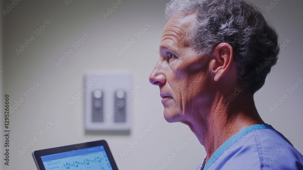 Aufkleber contemporary healthcare insight professional analyzing patient data on a digital tablet - tech and w