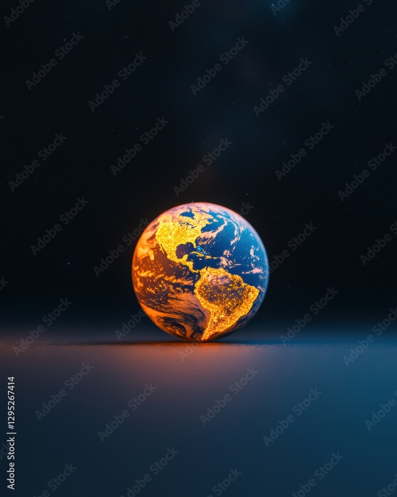 Aufkleber illuminated geospatial sphere digital of earths night lights - high-tech visualization for global co