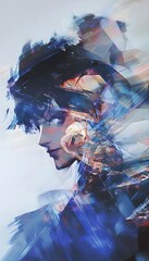 Fototapeta premium Stylized digital painting portrait of a person with dark hair