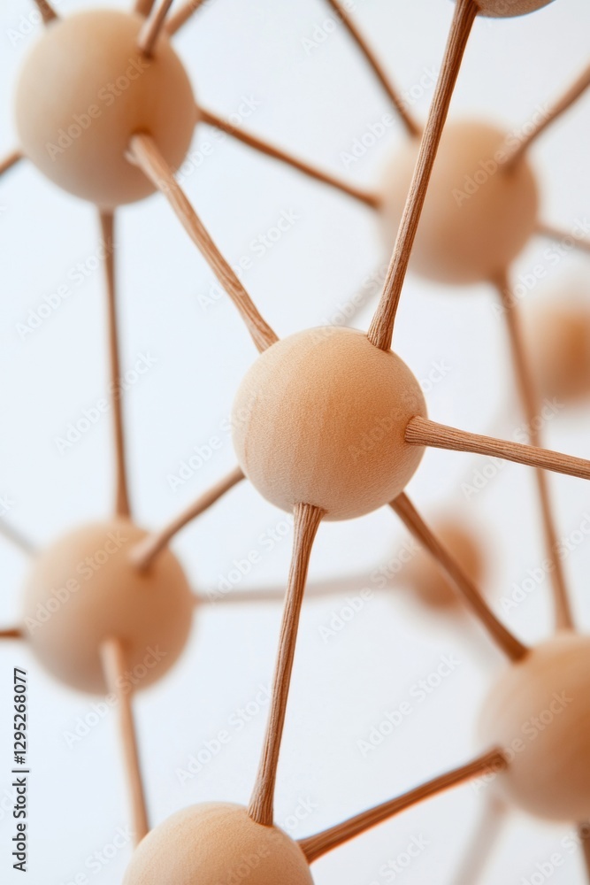 Aufkleber Contemporary Wooden Node Network Tech and Digital Visualization - Modern Business Content for Data Integrity and Blockchain Security Applications