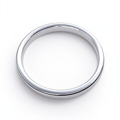 Simple Silver Wedding Band Ring on White Background