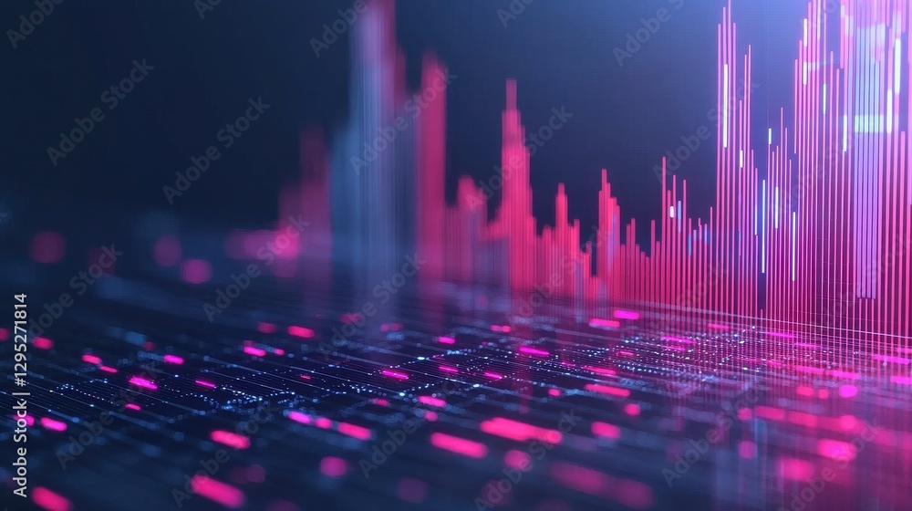 Aufkleber a vibrant digital visualization of sound waves with pink and blue gradients, showcasing data pattern