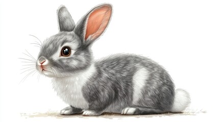 grey rabbit isolated catoon