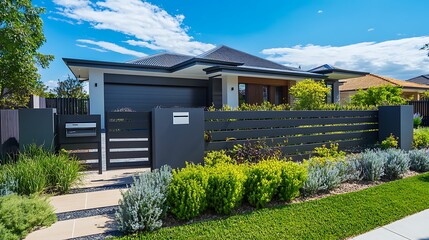 a garage door in a driveway