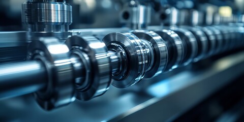 Fototapeta premium Industrial production line conveying system showing modern manufacturing process