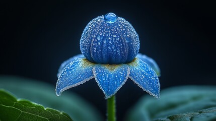Dew-Kissed Blue Flower Macro Photography of a Stunning Bloom