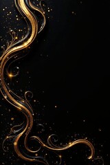 Elegant gold swirly pattern on black background, luxurious and sophisticated design for branding, luxurious, pattern