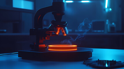 Microscope on Glowing Orange Disk