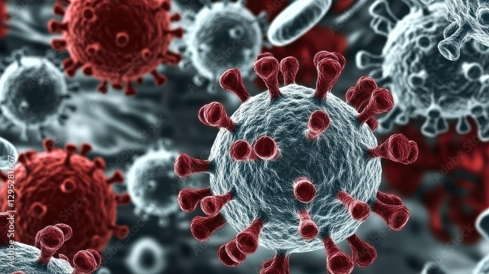 Aufkleber detailed close-up view of viral structures under microscopic observation showcasing intricate cellul