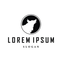 black silhouette design logo wolf wild animal simple illustration template