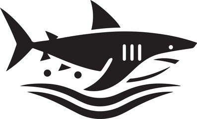 Great white shark vector illustration in blue underwater wildlife art