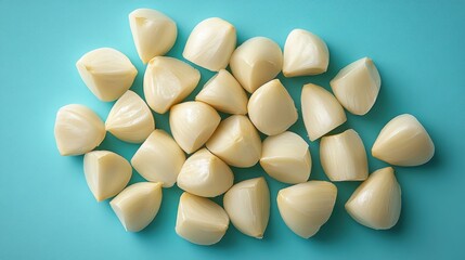 peeled white garlic cloves isolated,studio background