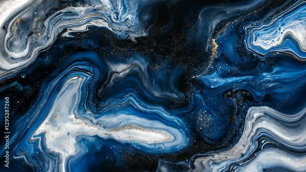 Aufkleber swirling blue and black patterns create a mesmerizing abstract design