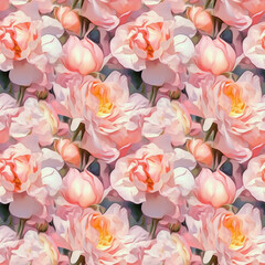 Abstract Floral Pattern with Soft Pastel Colors Seamless Pattern Pink Flowers