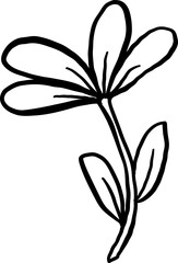 Retro Flower daisy with stem Outline Coloring Image