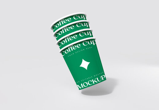 Staked Paper Coffee Cup Mockup