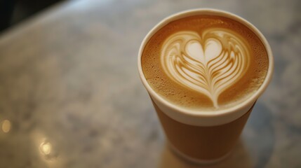 Unique Coffee Artistry with Warm Tones and Neutral Background