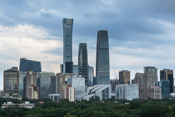 Fototapeta premium Building complexes in Beijing, China: The scenery of the skyscrapers in China World Trade Center