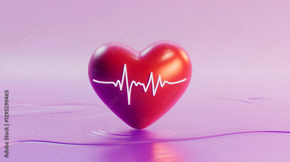 Wall mural a smooth 3d heart pulsing with life in a soft pastel space