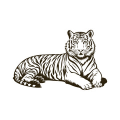 Obraz premium Vintage engraving woodcut tiger vector illustration art design