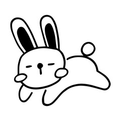 Cuddly Bunny Cartoon: A charming cartoon illustration of a rabbit. This simple yet delightful artwork embodies the essence of cheerfulness, playful, simplicity.