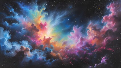 Astral nebula light paints a fantasy space mystery