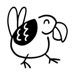 Playful Bird Illustration: Whimsical outline of a cheerful bird with stylized features, a fun and simple design.