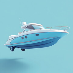 3D render of a simple cute speedboat icon