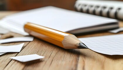 Close up shot of a pencil next to blank paper