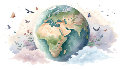 World environment and earth day concept, Close-up of children holding a planet, save world background Created with Generative AI, Prevent global warming