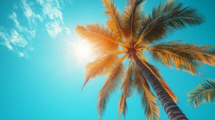 Tropical Paradise Palm Tree Under a Sunny Sky