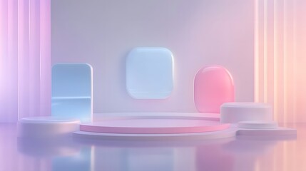 Soft pastel abstract background with geometric elements and smooth gradients