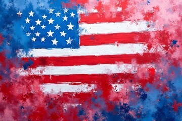 Abstract American Flag with Textured Paint Strokes