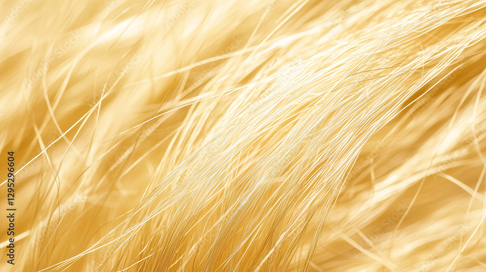 Poster golden whispers: a macro shot captures the intricate details of flowing golden strands, inviting the