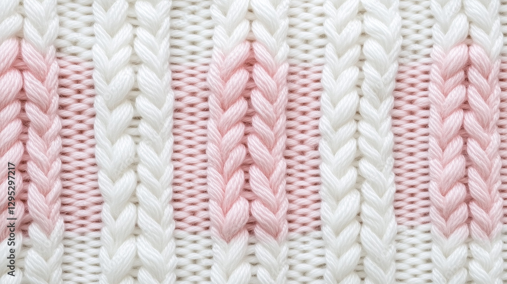 Poster knitted texture: a close-up view reveals a knitted texture with alternating vertical stripes of whit