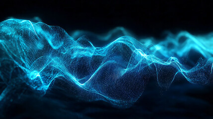 Bioluminescent glowing waveforms resembling underwater light refractions high quality 